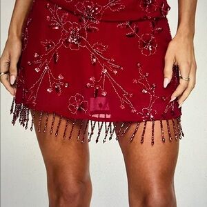 Princess Polly Red Beaded Mini Skirt